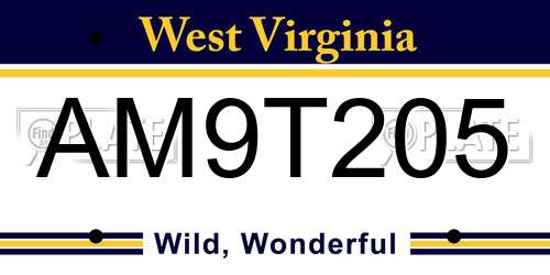 AM9T205 West Virginia License Plate