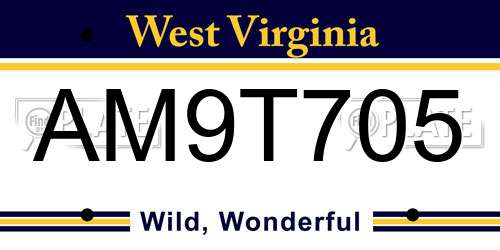 AM9T705 West Virginia License Plate