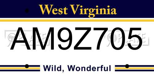AM9Z705 West Virginia License Plate