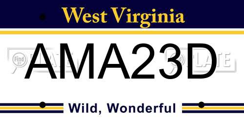 AMA23D West Virginia License Plate