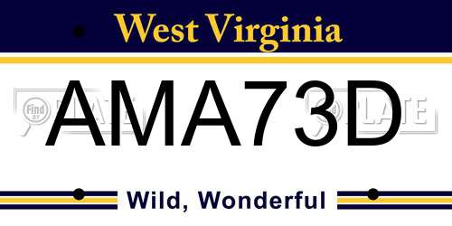 AMA73D West Virginia License Plate