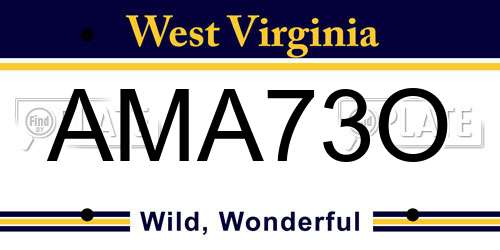 AMA73O West Virginia License Plate