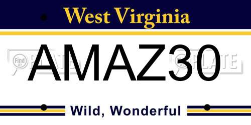 AMAZ30 West Virginia License Plate
