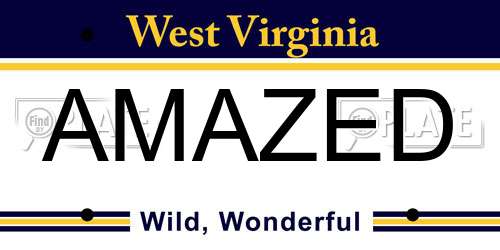 AMAZED West Virginia License Plate