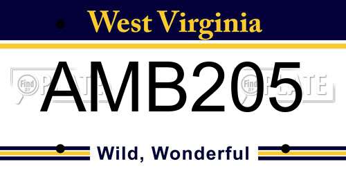 AMB205 West Virginia License Plate