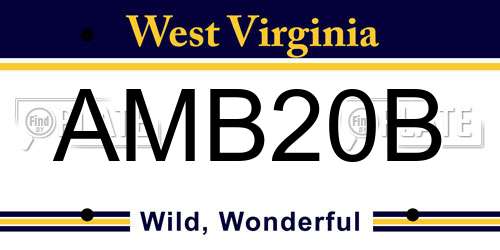 AMB20B West Virginia License Plate