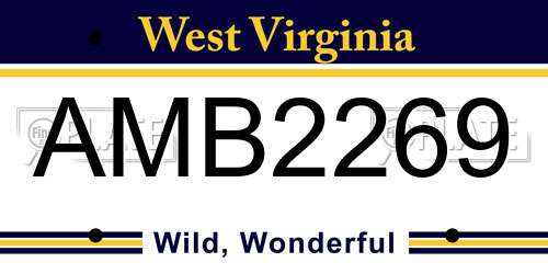 AMB2269 West Virginia License Plate