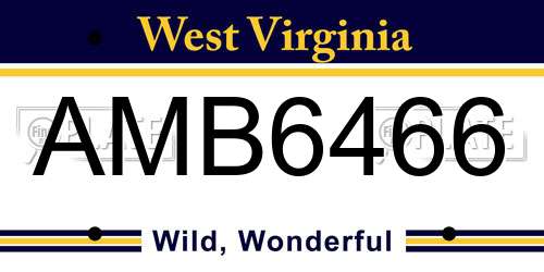 AMB6466 West Virginia License Plate