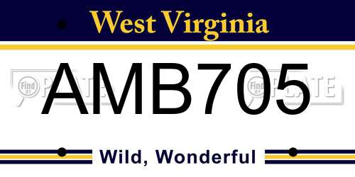 AMB705 West Virginia License Plate