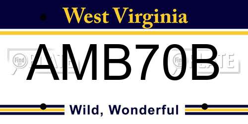 AMB70B West Virginia License Plate