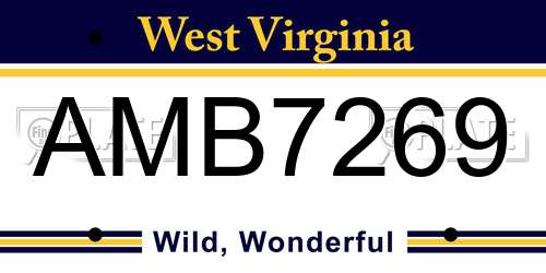 AMB7269 West Virginia License Plate