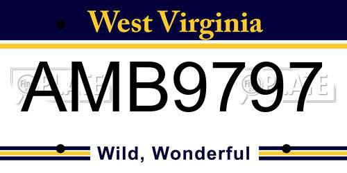 AMB9797 West Virginia License Plate