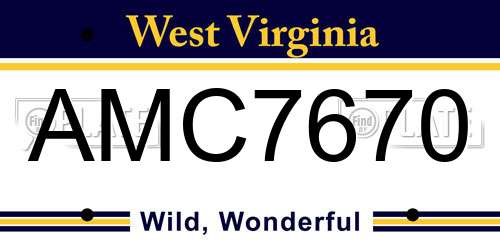 AMC7670 West Virginia License Plate