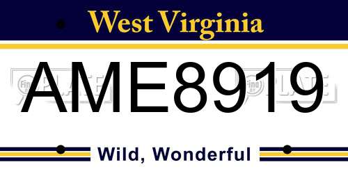 AME8919 West Virginia License Plate