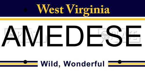 AMEDESE West Virginia License Plate