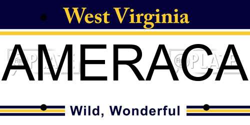 AMERACA West Virginia License Plate