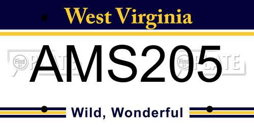 AMS205 West Virginia License Plate