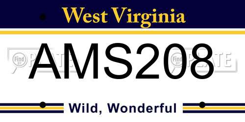 AMS208 West Virginia License Plate