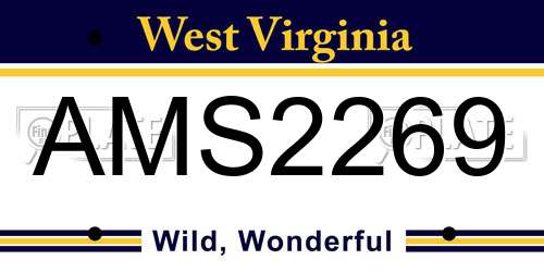 AMS2269 West Virginia License Plate