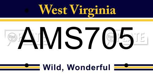 AMS705 West Virginia License Plate