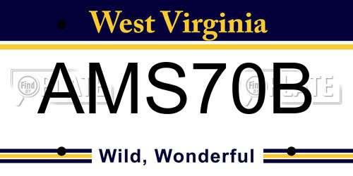 AMS70B West Virginia License Plate