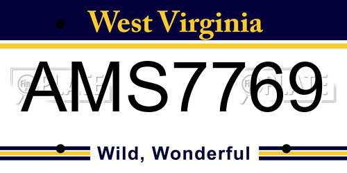 AMS7769 West Virginia License Plate