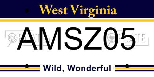 AMSZ05 West Virginia License Plate