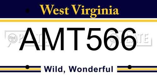AMT566 West Virginia License Plate
