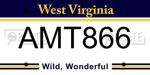 AMT866 West Virginia License Plate
