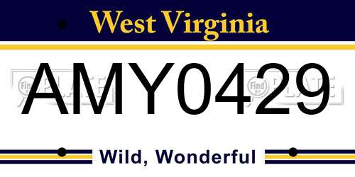 AMY0429 West Virginia License Plate