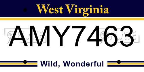 AMY7463 West Virginia License Plate