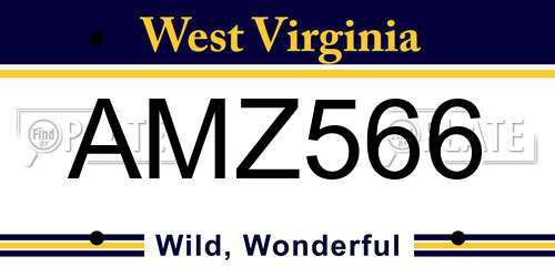 AMZ566 West Virginia License Plate