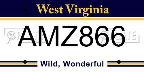 AMZ866 West Virginia License Plate