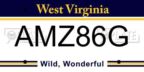 AMZ86G West Virginia License Plate