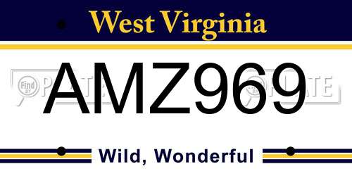 AMZ969 West Virginia License Plate