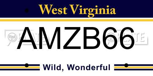 AMZB66 West Virginia License Plate