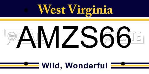 AMZS66 West Virginia License Plate