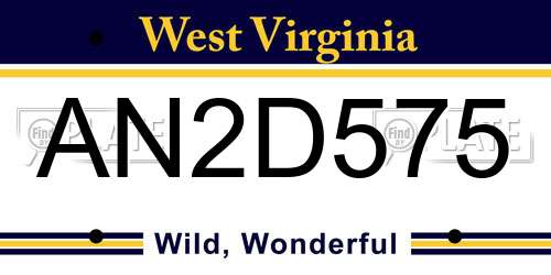 AN2D575 West Virginia License Plate