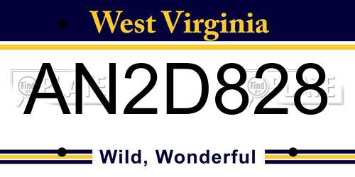 AN2D828 West Virginia License Plate