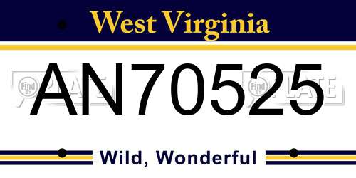 AN70525 West Virginia License Plate