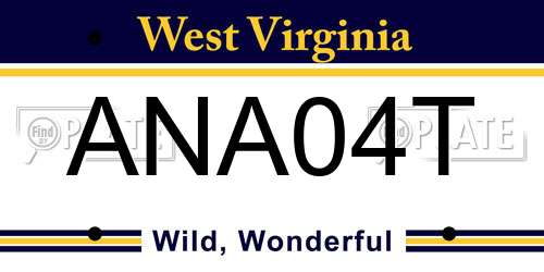 ANA04T West Virginia License Plate