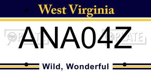 ANA04Z West Virginia License Plate