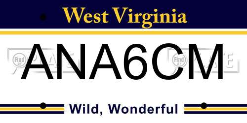 ANA6CM West Virginia License Plate