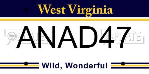 ANAD47 West Virginia License Plate