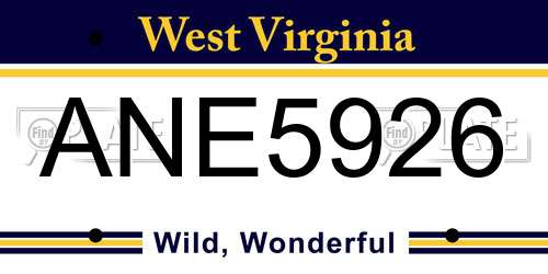 ANE5926 West Virginia License Plate