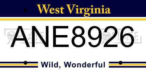 ANE8926 West Virginia License Plate