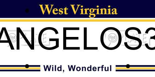 ANGELOS3 West Virginia License Plate