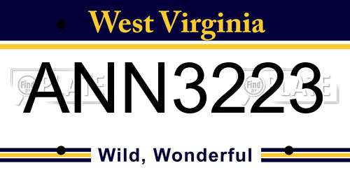 ANN3223 West Virginia License Plate