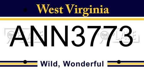 ANN3773 West Virginia License Plate