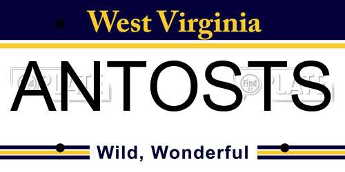 ANTOSTS West Virginia License Plate